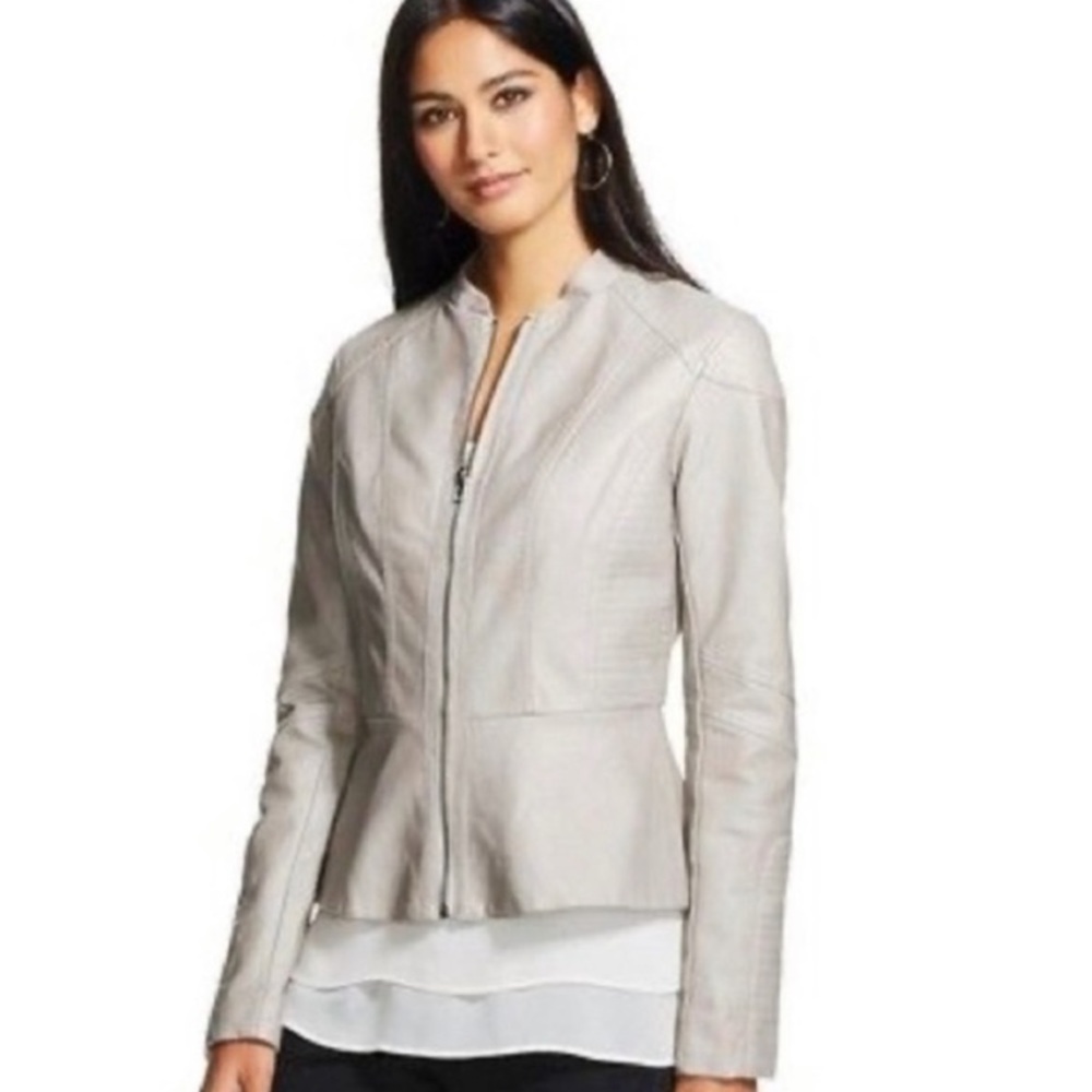 Faux Leather Peplum Jacket